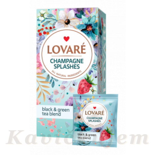 Lovare čierny,zelený čaj s jahodou Champagne 24x2g